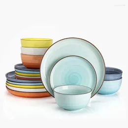 Plates 194.002 Porcelain Round Dinnerware Set 18-Piece Service For 6 Assorted Colours