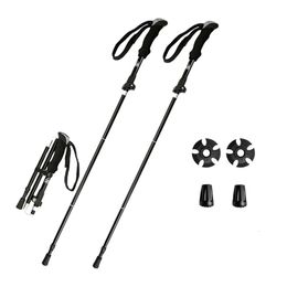 Collapsible Trekking Poles Fold Nordic Walking Hiking ClimbingSticks Ultralight Folding Aluminium Canes 2Pcs 240428