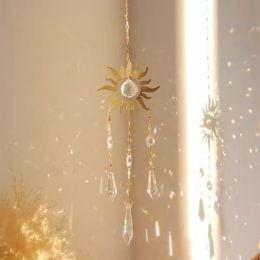 Decorations Crystal SunCatcher Prisms Hanging Sun Rainbow Light Catcher Chain Window Drop Wind Chimes Bell Garden Wedding Home Charm Decor