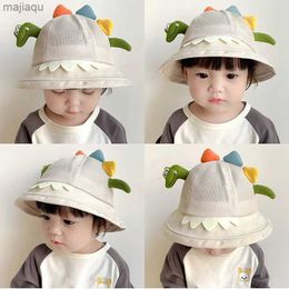 Chaps chapéus de verão crianças frescas e fofas de dinossauros de dinossauros adequados para meninos e meninas respiráveis ​​e confortáveis ​​protetores solares HATL240429