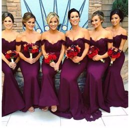 Bridesmaid Shoulder The Straps Off Dresses Bury Mermaid Chiffon Lace Applique Beach Country Plus Size Wedding Guest Gowns Custom Made Formal Evening Wear