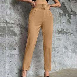 Women's Pants Solid Colour High Waisted Slim Comfortable Casual Straight Leg Nine Point Office Ladies Womens Business Trousers