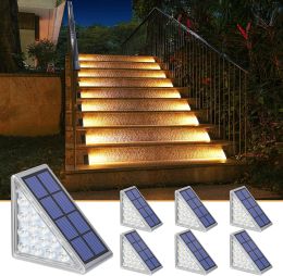 Decorations LED Step Lamp Stair Light Outdoor IP67 Waterproof Solar Light With Lens Antitheft Design Decor Lighting For Garden Deck Path