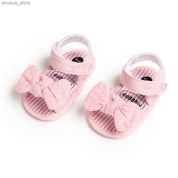 Sandals Summer sandals for toddlers and girls open toe anti slip soft shoes flat bottomed princess sandals with bow knot pleated edges sandals 0-18ML240429