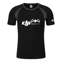 T-shirt maschile dji pilota professionale stampato maglietta da uomo maglietta estiva da uomo in cotone raglan slve o collo a strisce top tops t240425