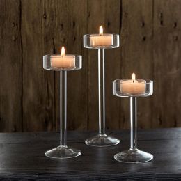 Candles 1Pc Glass Candle Holders Set Tealight Candle Holder Home Wedding Candle Stand Bar Party Decor