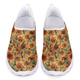 Casual Shoes Cute Sunflower Pattern Summer Woman Flat Penny Loafers Women Mesh Slip On Flats Sneaker Ladies Sneakers