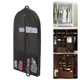 Storage Boxes Clothing Dust Cover Non-woven Fabric Travel Garment Bag With Pockets Heavy-Duty Clear Window Foldable Dust-Proof Suit