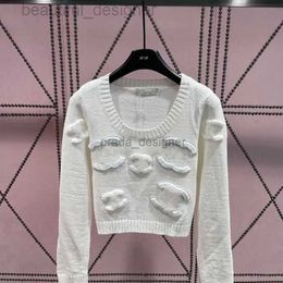 Designer-Pullover Frauen Französische Designer klassischer Brustbrief Sweater Fashion Crew-Hals-Pullover Pariser Stil neu gewebte dreidimensionale Stickereien mit groß