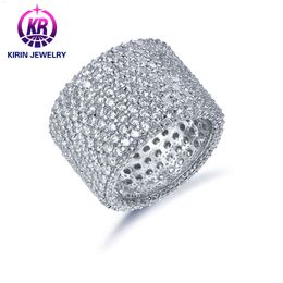 Wholesale Factory Price Jewellery 925 Silver Iced Out Diamond 3a White Cubic Zirconia Cuban Rings Hip Hop Ring