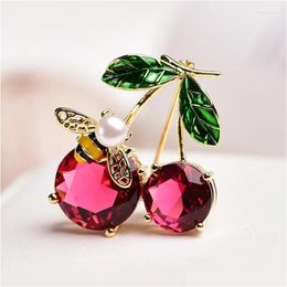 Pins, Brooches Cherry Ruby White Pearl Brooch Female Gracef And Cute Little Bee Collar Pin Enamel Pins Drop Delivery Jewellery Dhsyd
