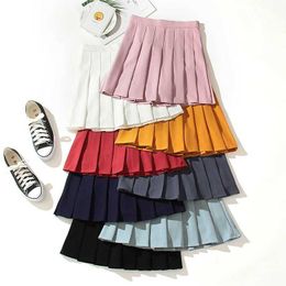 Skirts High Waist Pleated Kawaii Harajuku Skirts Women Girls Lolita A-line Sailor Preppy School Uniform Faldas Mujer Moda 2023L2429