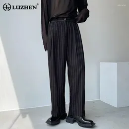 Men's Pants LUZHEN Trendy Korean Stripe Casual Suit 2024 Spring Elegant Fashion Male Straight Trousers LZ3095