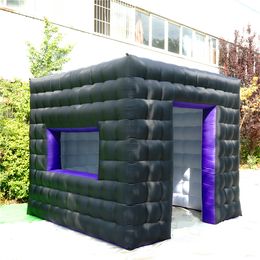 8mLx8mWx5mH (26.2x26.2x16.4ft) Black Inflatable Booth Tent With Blower for 2024 Nightclub Event Stage or Music Party Event Decoration