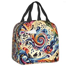 Storage Bags Colorful Music Musical Notes Insulated Lunch Bag Reusable Cooler Thermal Box For Women Kids Food Container Tote