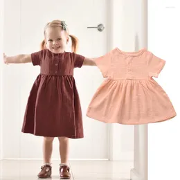 Girl Dresses 6M-4T Summer Kids Baby Dress Children Solid Colour Cute Candy For Girls Fashion Clothing