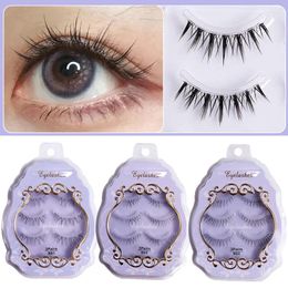 False Eyelashes 3D Natural Lash Extension Cross Long Fairy Wispy Big Eyes Little Devil Cos Daily Eye Makeup