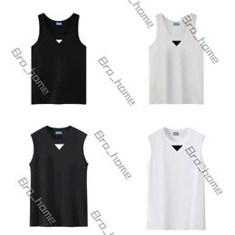 2024 Designer T Shirts Sleeveless Shirt Summer Luxury Brand Prades Sleeveless Clothes Shirts Cotton Short Sleeve Chest Triangle Inlay Fashion Men's Clothing 521