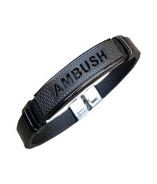 AMBUSH Titanium Steel Leather Bracelet Bangle Hip Hop Handmade Original Fashion Jewelry For Casual Men Women Couples Party Gifts5753040