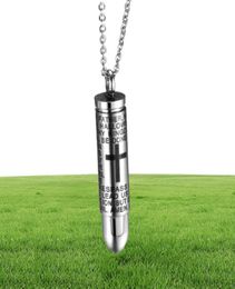 High Polished Mens Prayer Bullet Bible Words Pendant Urn Necklaces for Ashes1640738