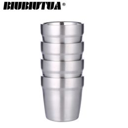 Sets Biubiutua 304 Stainless Steel Mugs Double Wall Insulated Steel Mug Beer Mugs Tea Cups Coffee Mugs Beer Cups Milk Cups