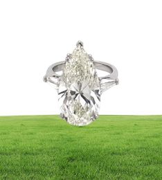 Luxury 925 Sterling Silver 5ct drop Pearshaped cut Diamond Wedding Engagement Cocktail Women Gemstone Rings Finer fine Jewelry1399489