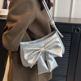 Evening Bags Sweet Bow Girls Shoulder Bag Fashion Design Women's Cute Crossbody Crocodile Pattern Female Underarm Purse Handbags