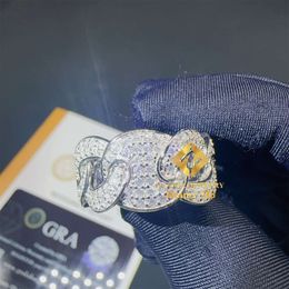 Gra Certificates Pass Diamond Tester White Gold Plated 925 Silver Hip Hop Vvs Moissanite Cuban Ring Man Gift