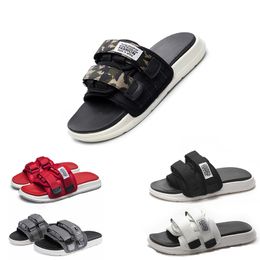 Free Shipping Men Women Sandals Shoes Buckle Low Solid Breathable Black White Grey Red Camouflage Mens Summer Slippers Slides GAI