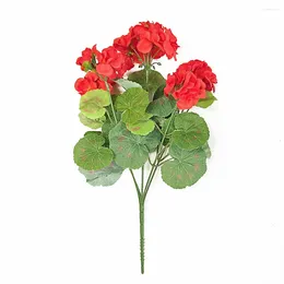 Decorative Flowers Artificial Geraniums Outdoor Realistic Look Red Silk Specifications Easy To Style