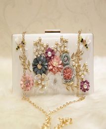 Fashion Pearls Bridal Hand Bags With Flowers Dragonfly Clutches For Wedding Jewellery Prom Evening Party Bag 20CM15CM5153384