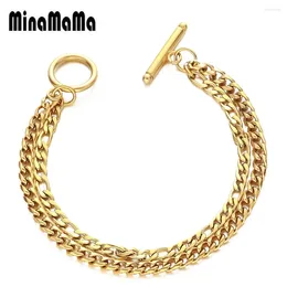 Charm Bracelets Multilayer Stainless Steel Chunky Chain Bracelet For Woman Men OT Clasp Toggle Hip Hop Jewelry