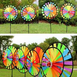 Decorations Double Layer Colourful Wheel Windmill Wind Spinner Kids Toys Garden Yard Decor