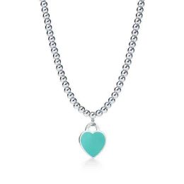 Design 925 Sterling Silber Perlen Halsketten für Frauen Schmuck mit rosa rot schwarz Farbe Emaille Herz Halskette Großhandel Y220314
