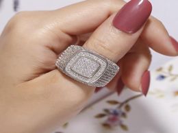 Luxury Hip Hop Micro Pave CZ Stones All Iced Out Bling Ring 925 silver Gold Plated HipHop Rings for Men Jewellery boy gift size 814461900