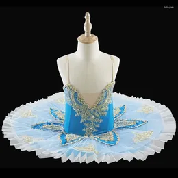 Stage Wear 2024 Blue Professional Ballet Tutu Adults Child Flower Dress For Girls Kids Leotard Ballerina Women Dance