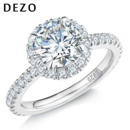 Band Rings DEZO Womens Halo Engagement Ring 2.75 ctw Solid 925 Silver Round Cut VVS1 D Colour GRA Certificate J240429