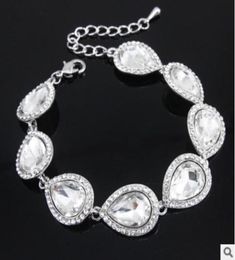 New Crystal Bridal Jewellery Sets Silver Colour Teardrop Bridal Bracelet Earrings Sets Wedding Jewellery 2290973