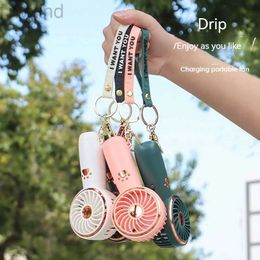 Electric Fans A summer new mini fan cute cartoon portable charging usb handheld student outdoor fan d240429