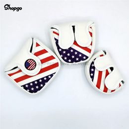 USA Golf Star Mallet Putter HeadCover Outdoor Waterproof PU Club Accessories Covers For Man Women 240424