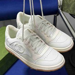 Mens Leather Lace-up Sneakers Classic Casual Shoes with Embroidery White Rubber Sole