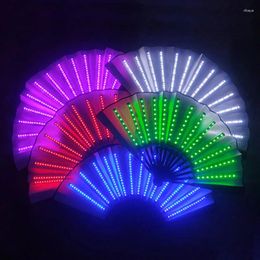 Decorative Figurines Foldable Hand Fan With LED Light Dancing Night Show Halloween Christmas Rave Festival Accessories Party Decoration