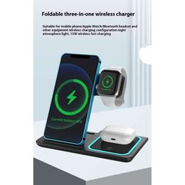 Three in One Charger Suitable for Apple Phones, Watches, Charging, Folding Stand, Wireless Fast Charging