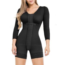 Womens Corset Firm Control Shapewear Full body Fajas Long Sleeves Waist Trainer Slimming Bodysuit Post Surgery High Compression 240429