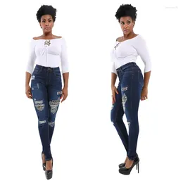 Women's Jeans High-end High Bounce Pants Ripped Stick Cloth Women