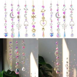 Decorations Crystal Sun Catcher Windchimes Colourful Planet Star Moon Metal Hanging Prisms Window Crystal Light Catcher Garden Decorations