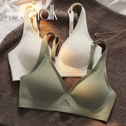 Bras Women Sexy Bras Dp V-Neck Solid Color Underwear Seamless Bras Hollow Out Bralette Girls Brassiere Female Breathable Lingerie Y240426