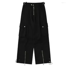 Men's Pants HOUZHOU Cargo Men Hip Hop Zipper Wide Leg Trousers Male Japanese Oversize Outdoor Loose Casual Bottom Streetwear Pocket