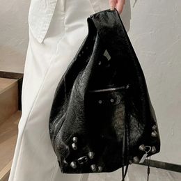 Latest Designer Cagole Vegetable basket vest Motorcycle Bag rivet Shopping bags Wrinkled leather handbag AceCool Men's and women's bags