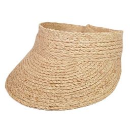 Wide Brim Hats Bucket Simple Women UV Roll up Korean Sun Visor Hat Female Straw Raffia Caps Q240427